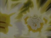 Pikachu electrocutes Primeape