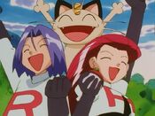 Jessie, James and Meowth are happy to have a new Pokémon