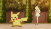 Lillie and Pikachu are ready to battle Hobbes