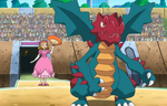 Gail sent Druddigon to battle Bisharp, who defeated it.