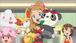 Serena met Pancham en Fennekin XY060.png