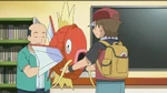 Red bought this Magikarp for $500 because the salesman said it was rare and powerful, despite being one of the weakest Pokémon.