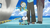 Oshawott and Piplup hug each other