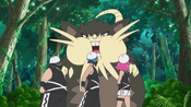 The giant Raticate faces Team Skull grunts