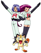 Jessie with Meowth and James