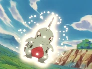 Hidden Power being used by Ash's Larvitar.