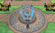 A fountain, possibly in the same "sanctuary" Heroine was at.