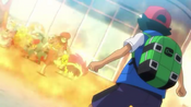 Pikachu get taken by Team Rocket and Ash can't do anything to help because a fire is in his way