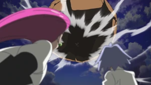 Gladion's Lycanroc using Continental Crush.