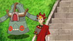 Bronzong was instrumental in Marcus' plan to destroy Arceus. By hypnotizing Damos, Marcus forced him to betray Arceus and refuse to return the Jewel of Life. However, Bronzong was not acting under its own will, but was being controlled by special armor. Eventually, Damos' special ability to touch the hearts of Pokémon made Bronzong realize what it was doing, and, after the armor was destroyed by Dawn's Piplup's Peck, Bronzong turned on Marcus and helped defend the Trainers that had rescued it.