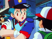 Officer Jenny interrogates Ash and Brock