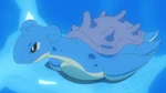 Lapras was the first Pokémon that Ash captured in the Orange Islands. Originally she was found washed up on a beach but Ash & Co. managed to help nurse her back to health until she was kidnapped by Team Rocket. Ash managed to free her and captured her until they could find Lapras' family. Lapras was primarily used as the gang's transport throughout the Orange Islands but she was also used in several of the Gym battles and the final League match. Ash eventually let her go to be with her family, but saw her again when in Johto and helped her defend a lab and the other Lapras from Team Rocket.