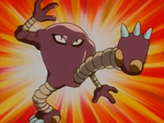 Tsuyoshi had a Hitmonlee, who caused the trouble in town.