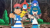 Ash and Lana excited to fish for the Pokémon nicknamed the "Totem of the Lake"