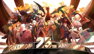 The Pokémon Champions from  to  in an artwork of Pokémon'"`UNIQ--nowiki-00000002-QINU`"''s 25th anniversary (2021)