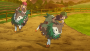 Serena and Grace riding each a Skiddo