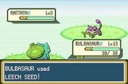 Leech Seed depicted in Pokémon FireRed Version and Pokémon LeafGreen Version