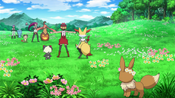 Serena stops Team Rocket from capturing Eevee