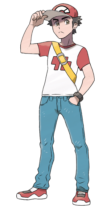 Made a design for red for each generation/region with the modern art style  like in Sun and Moon. (first ones are made with the clothes of official  arts but after that I