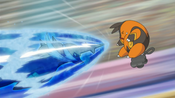 Samurott's Aqua Jet damages Pignite