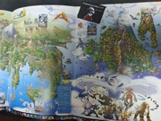 Panoramic artwork of the Kanto, Johto, Hoenn, and Sinnoh regions from a promotional brochure for 