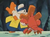 Corphish withstands Hariyama's Arm Thrust