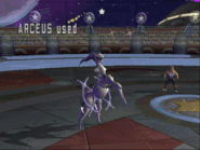 Flying Type Arceus performing Judgment in Pokémon Battle Revolution.