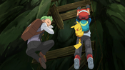 Ash and Cilan hang down