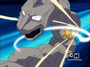 Pikachu uses Iron Tail on Onix