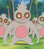 Marcel had a bunch of Slakoth, who amused and entertained the tourists.