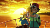 Ash and Lucario departing together from Kalos