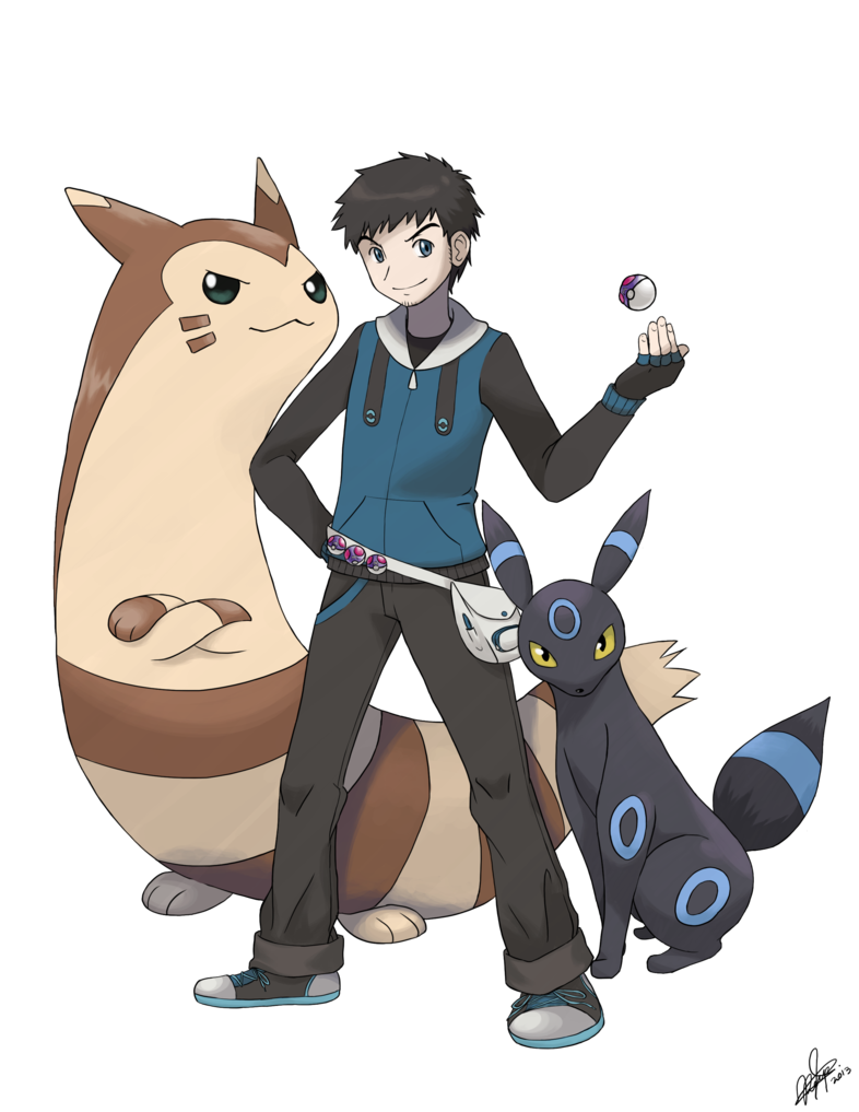 Lexica - A picture of a full body male,blue eyes pokemon trainer