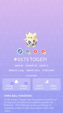 Togepi Pokédex entry