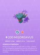 Misdreavus Shadow Pokédex entry