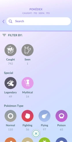 Pokédex filtering