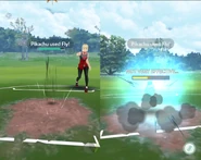 Flying Pikachu using Fly in a Trainer Battle