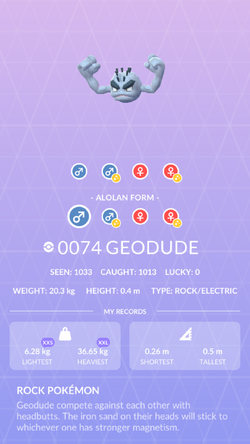 Alolan Geodude (Pokémon GO): Stats, Moves, Counters, Evolution