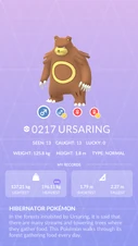 Ursaring Pokédex entry