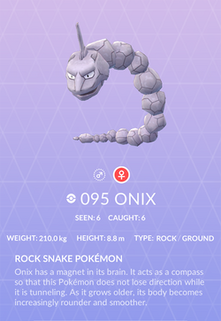 Pokémon * Shiny Onix * Guaranteed Catch - Dexcription
