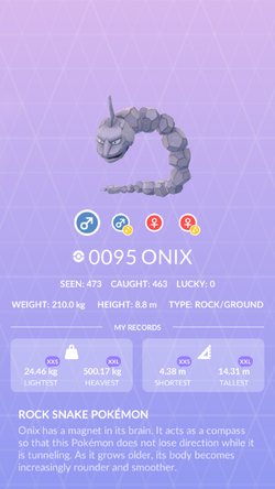 SHINY Onix - Pokemon TRADE GO- Registered Trade - Read Description