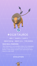 Tauros Pokédex entry