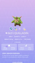 Quilladin Pokédex entry