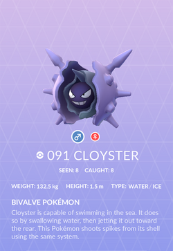 Pokemon 91 Cloyster Pokedex: Evolution, Moves, Location, Stats