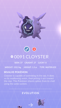 Pokemon 91 Cloyster Pokedex: Evolution, Moves, Location, Stats