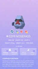 Nosepass Pokédex entry