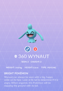 Wynaut Pokédex entry