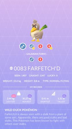 Farfetch'd caught in the wild in Hong Kong! Asia Exclusive! : r/pokemongo