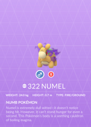 Numel Shadow Pokédex entry