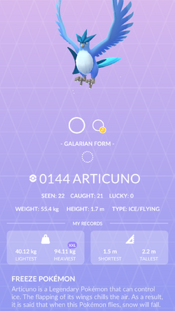 Pokemon 144 Articuno Pokedex: Evolution, Moves, Location, Stats