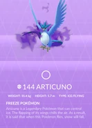 Articuno Shadow Pokédex entry